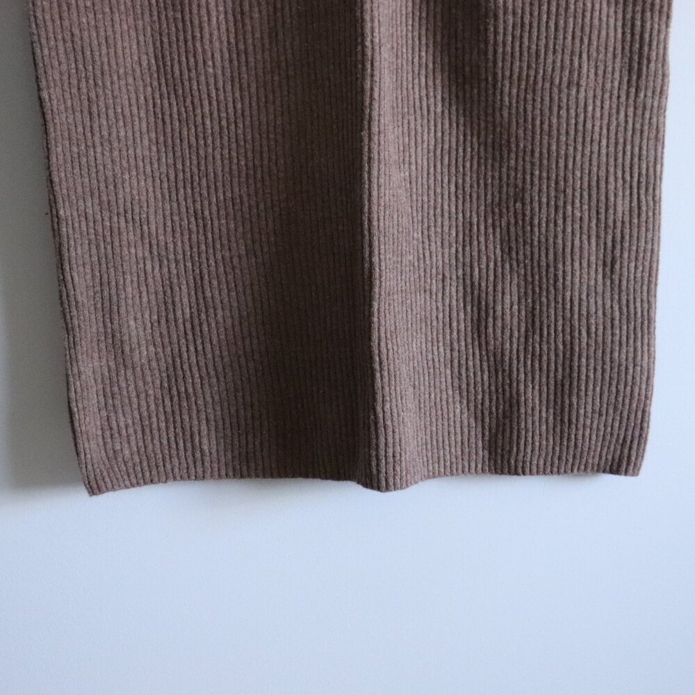 Gap Women's Sz M Brown Long Sleeve Crewneck Ribbed Knit Mini Sweater‎ Dress - Picture 8 of 11